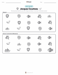 Jacques Cousteau printable worksheet preview
