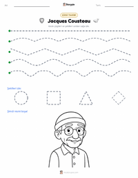Jacques Cousteau yazdırılabilir çalışma sayfası önizlemesi