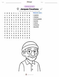 Aperçu de la feuille de travail imprimable Jacques Cousteau