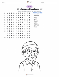 Prabaca lembar kerja cetak Jacques Cousteau