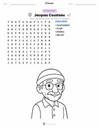 Jacques Cousteau afdrukbare werkblad voorbeeld