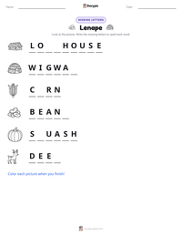 Lenape printable worksheet preview