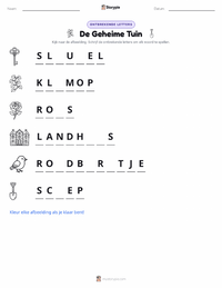 De Geheime Tuin (roman) afdrukbare werkblad voorbeeld