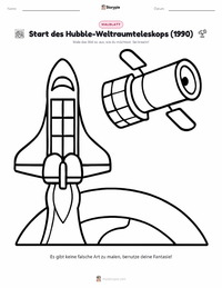 Start des Hubble-Weltraumteleskops (1990) druckbare Arbeitsblatt Vorschau