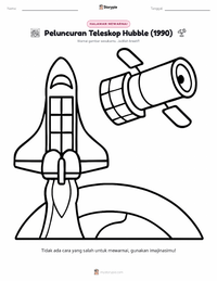 Halaman mewarnai Peluncuran Teleskop Luar Angkasa Hubble (1990) untuk anak-anak