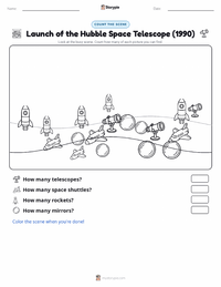 Launch of the Hubble Space Telescope (1990) printable worksheet preview