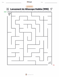 Aperçu de la feuille de travail imprimable Lancement du télescope spatial Hubble (1990)
