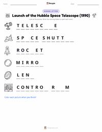 Launch of the Hubble Space Telescope (1990) printable worksheet preview