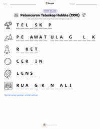 Prabaca lembar kerja cetak Peluncuran Teleskop Luar Angkasa Hubble (1990)