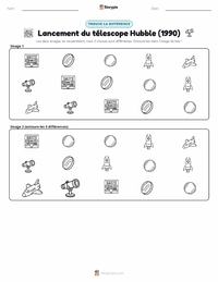 Aperçu de la feuille de travail imprimable Lancement du télescope spatial Hubble (1990)