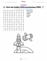 Start des Hubble-Weltraumteleskops (1990) druckbare Arbeitsblatt Vorschau