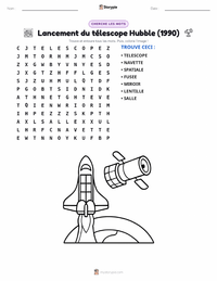 Aperçu de la feuille de travail imprimable Lancement du télescope spatial Hubble (1990)