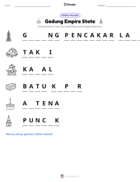 Prabaca lembar kerja cetak Gedung Empire State