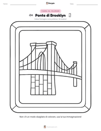 Pagina da colorare di Ponte di Brooklyn per bambini