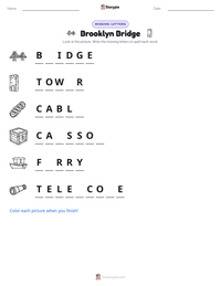Brooklyn Bridge printable worksheet preview