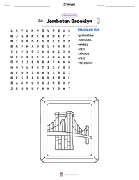 Prabaca lembar kerja cetak Jembatan Brooklyn