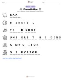 Edwin Hubble printable worksheet preview
