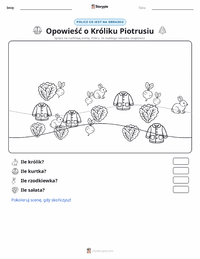 Podgląd drukowalnego arkusza ćwiczeń Historynka o króliku Piotrusiu (książka)