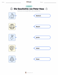 Die Geschichte von Peter Hase (Buch) druckbare Arbeitsblatt für Kinder