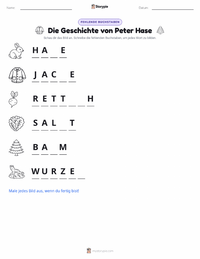 Die Geschichte von Peter Hase (Buch) druckbare Arbeitsblatt Vorschau