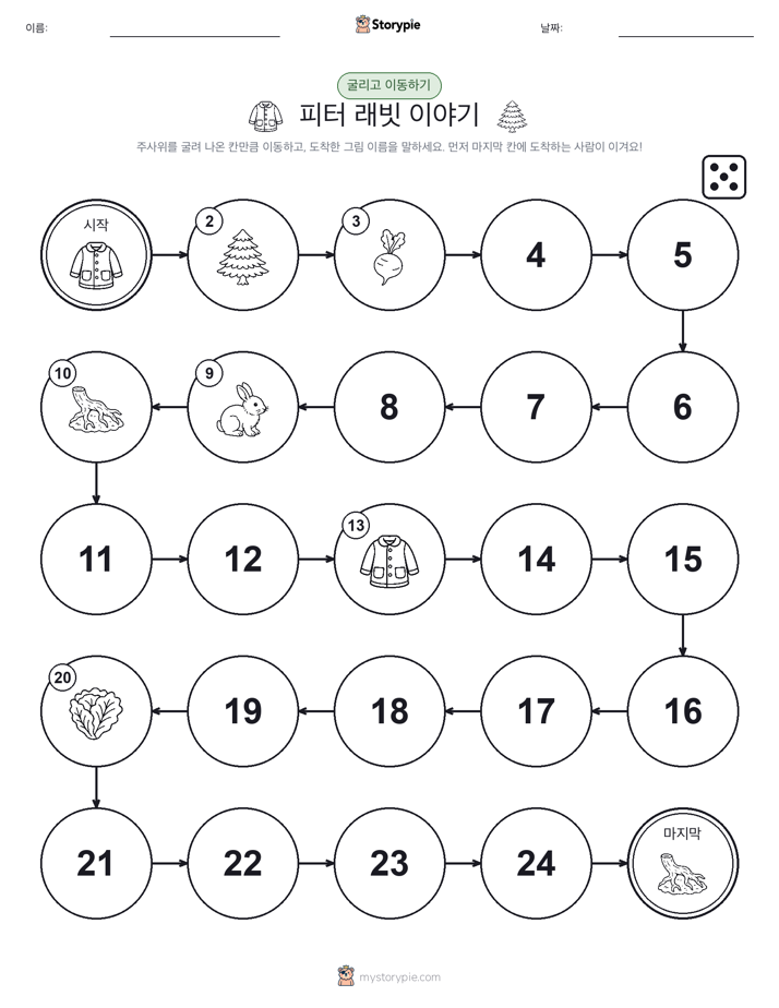 주사위 굴리고 이동하기 게임