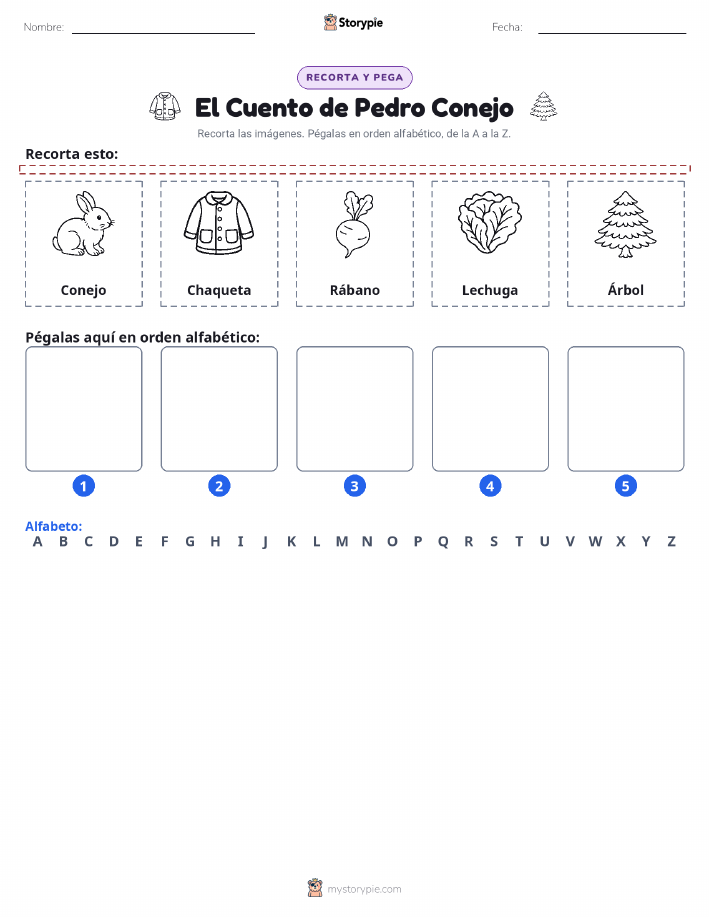 Cortar y Pegar el Alfabeto