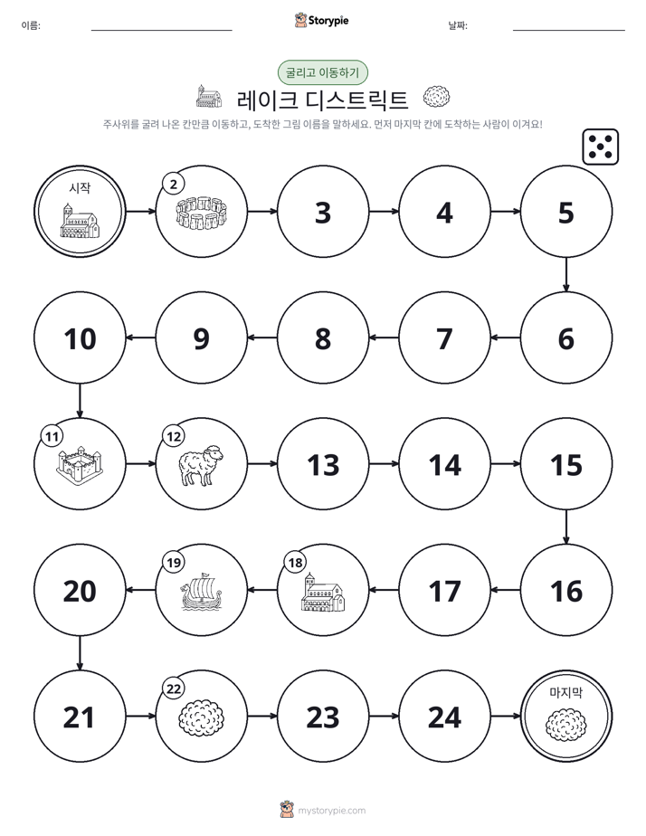 주사위 굴리고 이동하기 게임