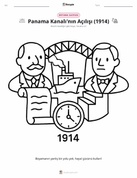 Panama Kanalı'nın Açılışı (1914) çocuklar için boyama sayfası