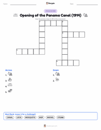 Opening of the Panama Canal (1914) printable worksheet preview