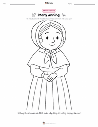 Trang tô màu Mary Anning cho trẻ em