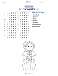Vista previa de la hoja de trabajo imprimible de Mary Anning