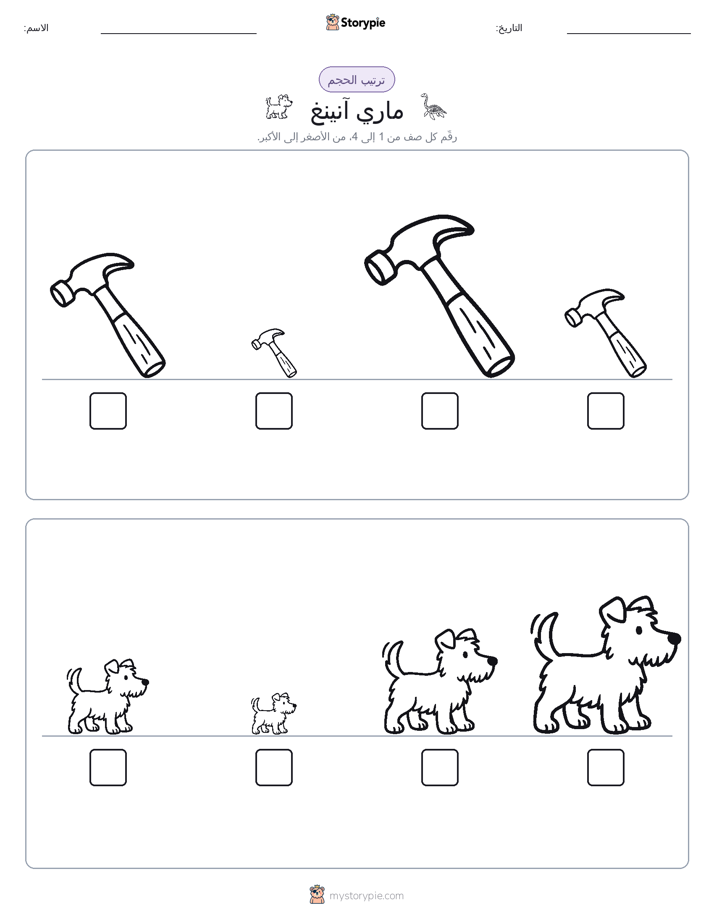 ترتيب الحجم
