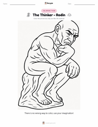 The Thinker - Rodin coloring page for kids