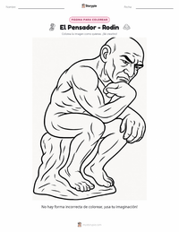 Página para colorear de El Pensador para niños