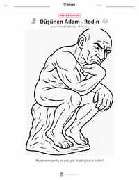 Düşünen Adam çocuklar için boyama sayfası
