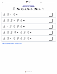 Düşünen Adam yazdırılabilir çalışma sayfası önizlemesi