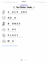 The Thinker - Rodin printable worksheet preview