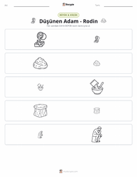 Düşünen Adam yazdırılabilir çalışma sayfası önizlemesi