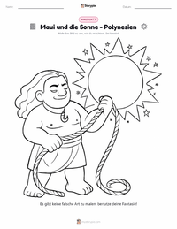 Maui und die Sonne - Polynesisch druckbare Arbeitsblatt Vorschau