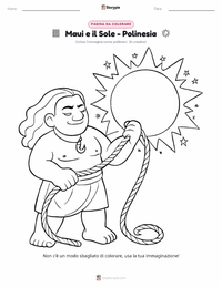 Pagina da colorare di Maui e il Sole - Polinesiano per bambini