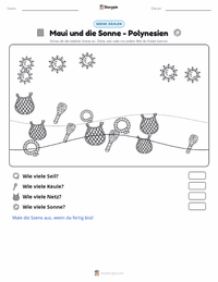 Maui und die Sonne - Polynesisch druckbare Arbeitsblatt Vorschau