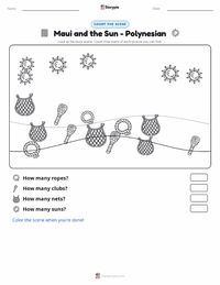 Maui and the Sun - Polynesian printable worksheet preview