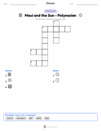 Maui and the Sun - Polynesian printable worksheet preview