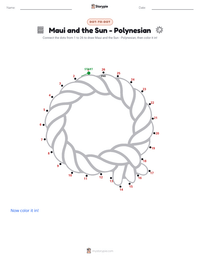 Maui and the Sun - Polynesian printable worksheet preview