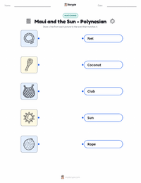 Maui and the Sun - Polynesian printable worksheet for kids