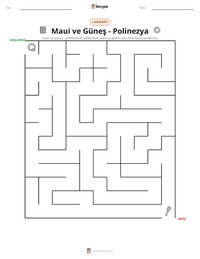 Maui ve Güneş - Polinezya yazdırılabilir çalışma sayfası önizlemesi