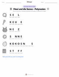Maui und die Sonne - Polynesisch druckbare Arbeitsblatt Vorschau