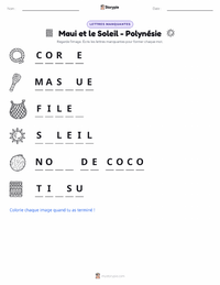Aperçu de la feuille de travail imprimable Māui et le Soleil - Polynésien