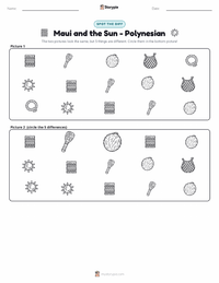 Maui and the Sun - Polynesian printable worksheet preview