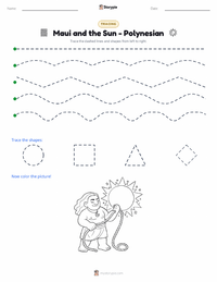 Maui and the Sun - Polynesian printable worksheet preview